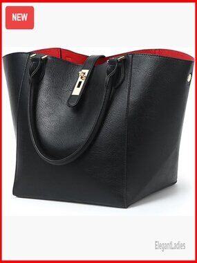 Large Work Tote Bag Shoulder Bag Travel Bucket Bag Vegan Leather Spacious